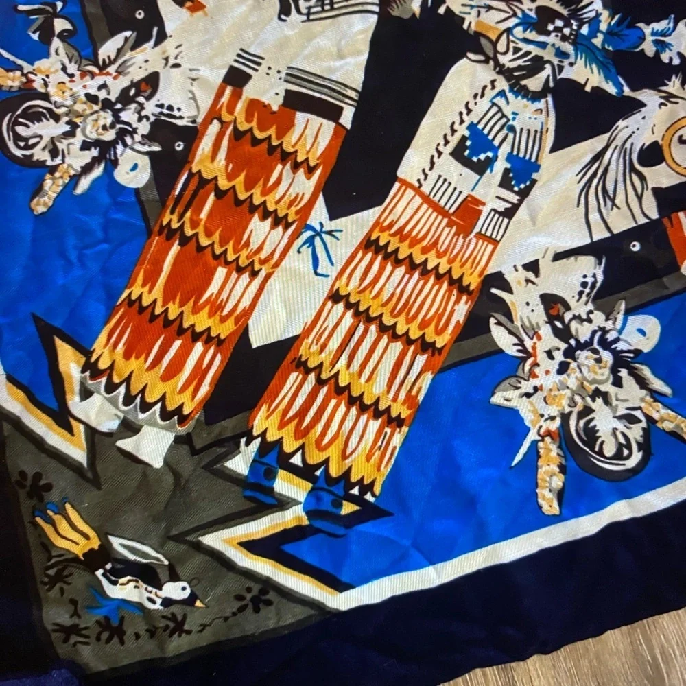 Vintage HanMei Blue and Black Patterned Scarf